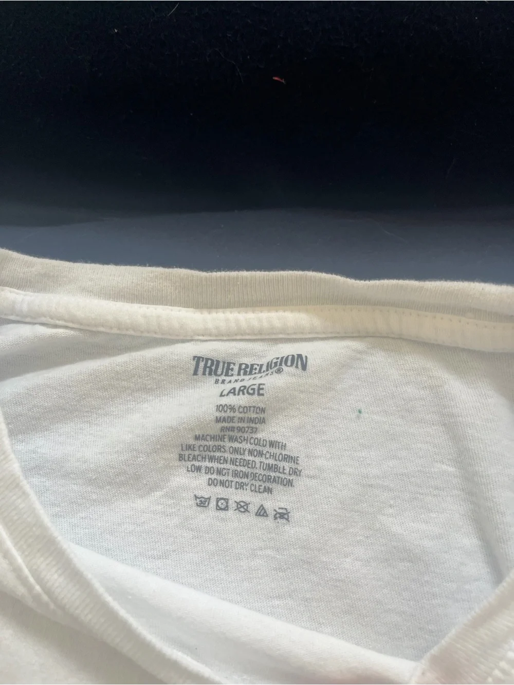 True Religion White Short-Sleeve Tee with Gold Sleeve Accent